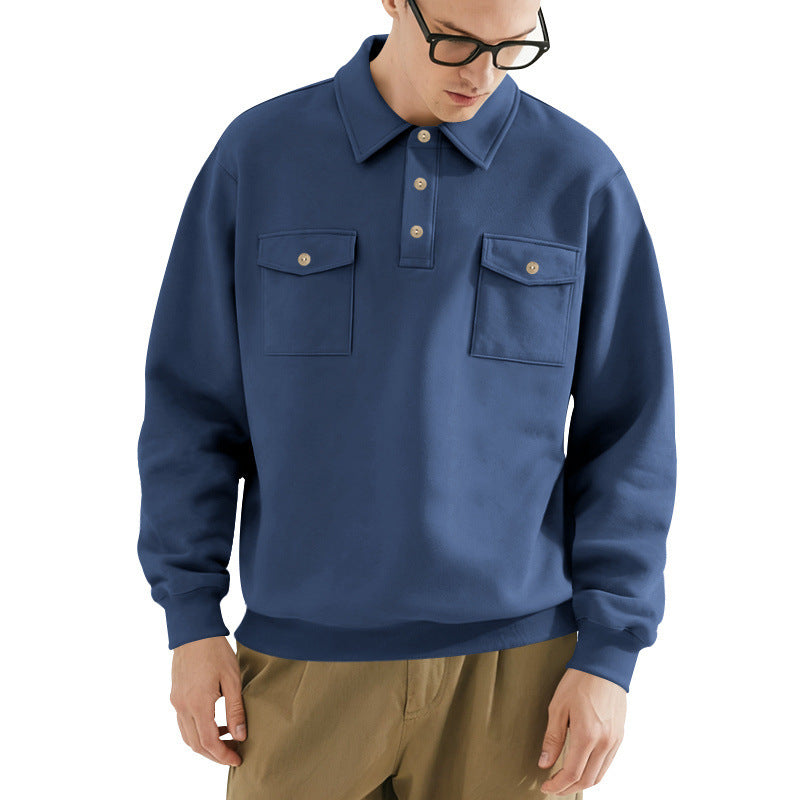 Herren lässiger Pullover mit praktischen Pattentaschen Drune