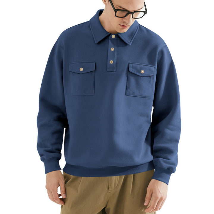 Herren lässiger Pullover mit praktischen Pattentaschen Drune
