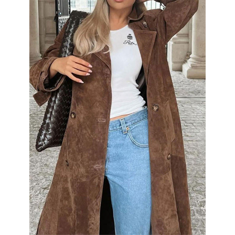 Damen Trenchcoat aus weichem Wildleder Drune