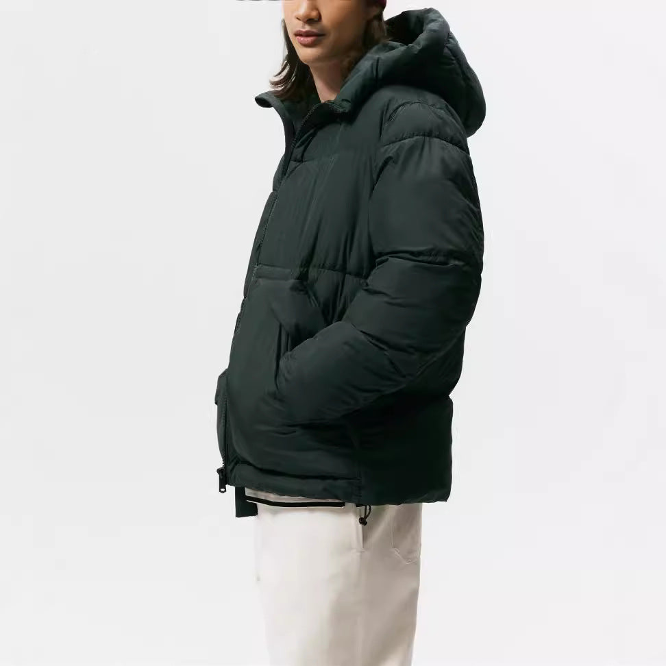 Herren gesteppte Winterjacke mit Kapuze und großzügigen Taschen Drune
