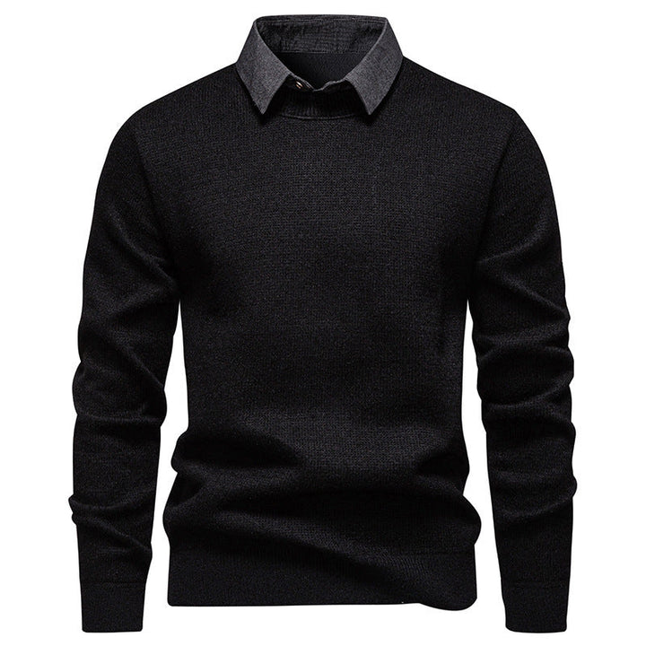 Drune | Herren Strickpullover mit Kontrastkragen