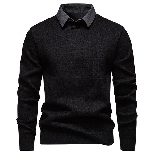 Drune | Herren Strickpullover mit Kontrastkragen