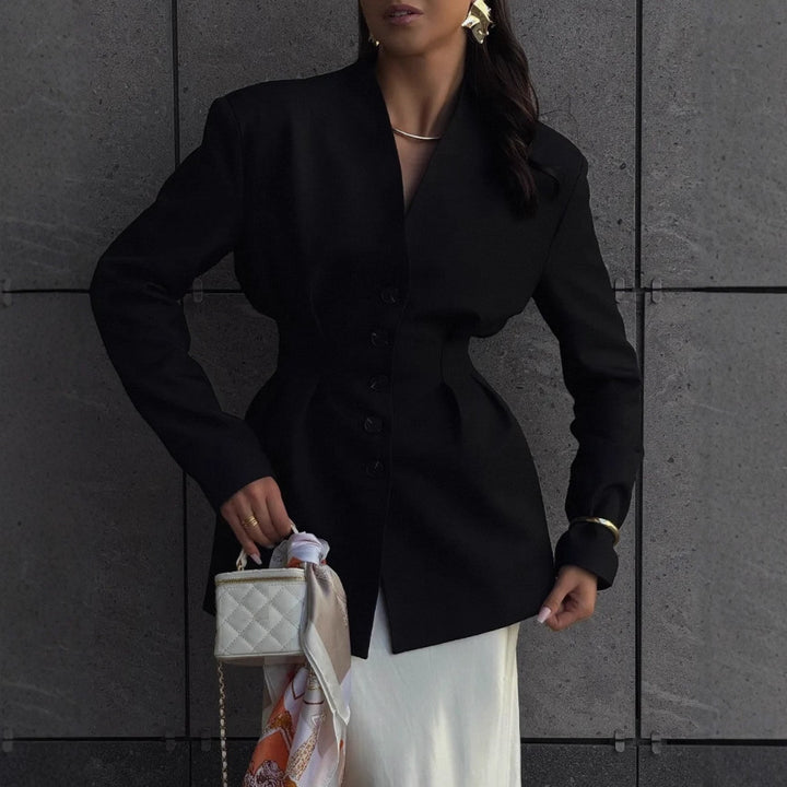 Damen Modischer Blazer mit tailliertem Schnitt und eleganten Knopfdetails Drune