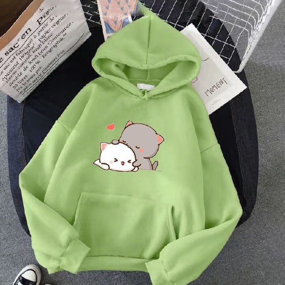 Damen Kapuzenpullover mit verspieltem Katzenmotiv und bequemer Passform Drune