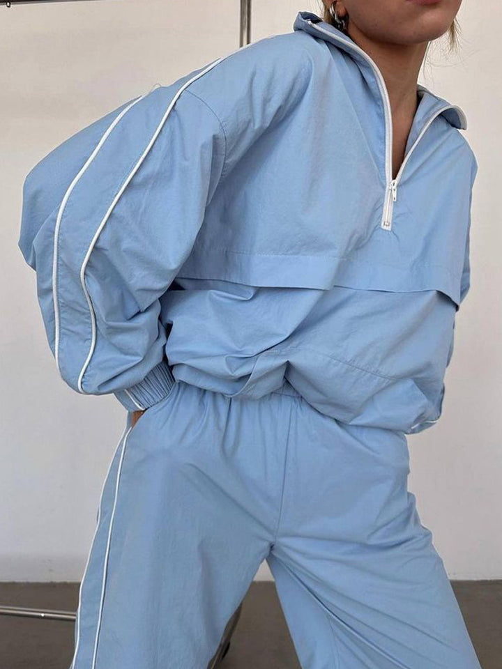 Damen Sportliches Windbreaker und Jogginghose Set Drune