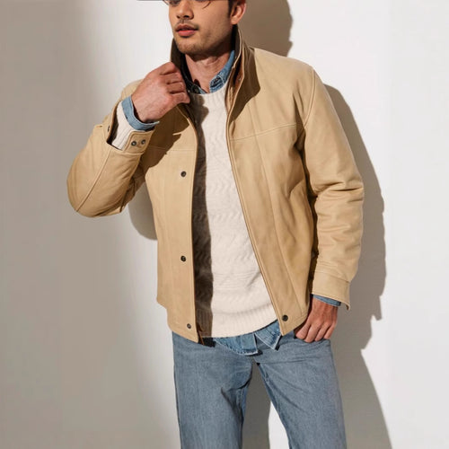 Herren Lederjacke im klassischen Stil mit wärmenden Innenfutter Drune