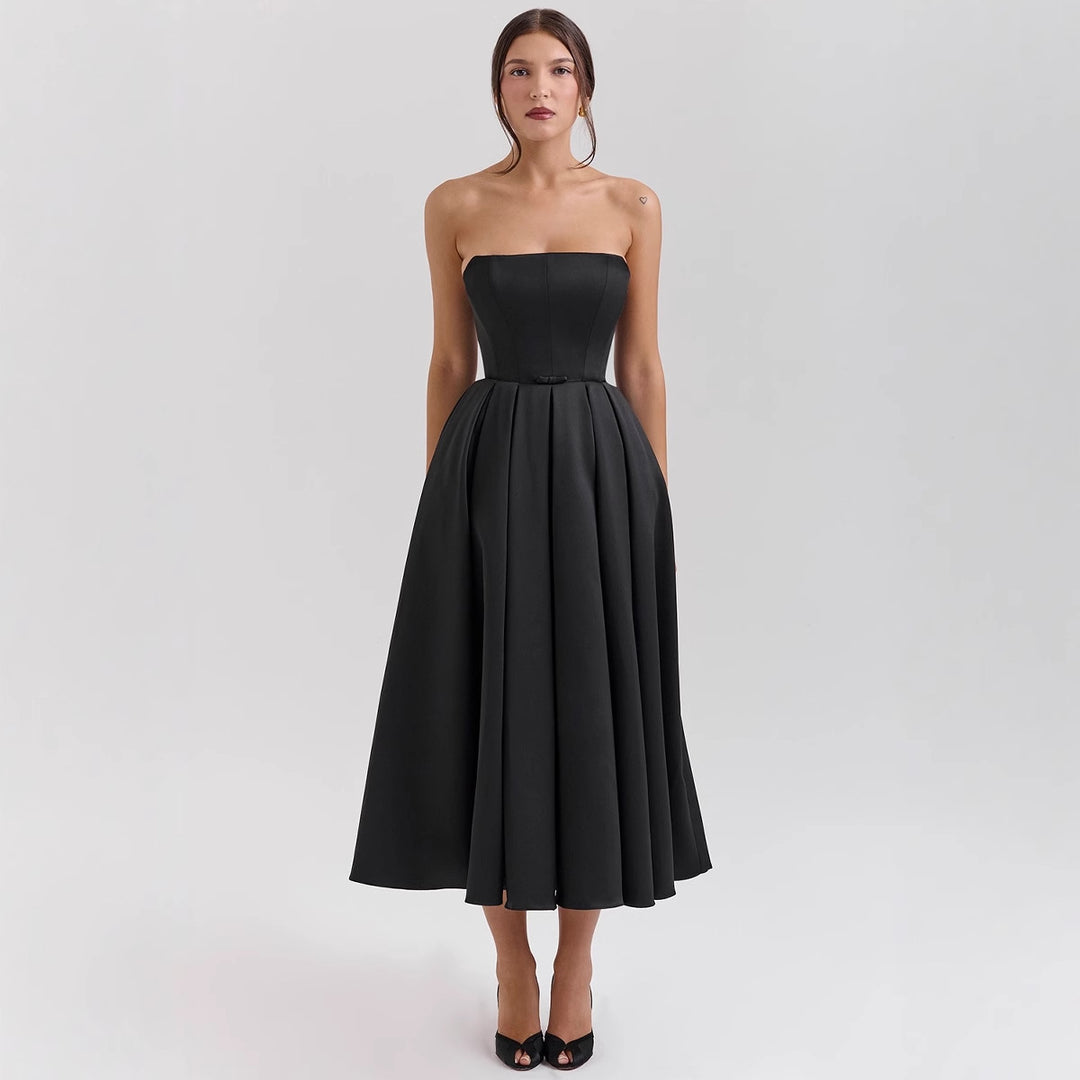 Damen Abendkleid mit Herz-Ausschnitt und schwingendem Rock Drune
