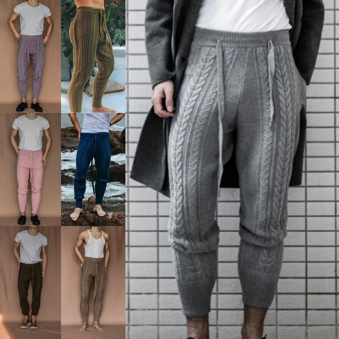 Herren Strickhose mit dezentem Zopfmuster und praktischem Bindegürtel Drune