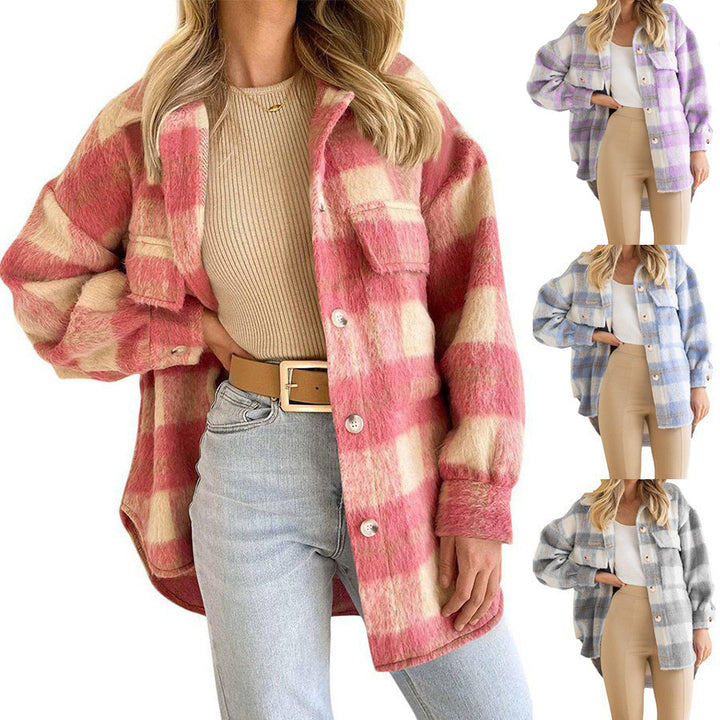 Damen Karierte Flanelljacke mit oversized Schnitt Drune