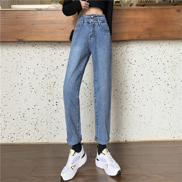 Damen Hochtaillierte Mom-Jeans mit abnehmbaren Säumen Drune