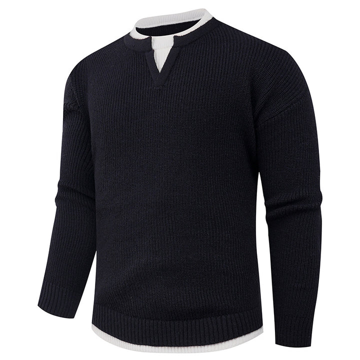 Herren Strickpullover mit V-Ausschnitt und modernem Rippenmuster Drune