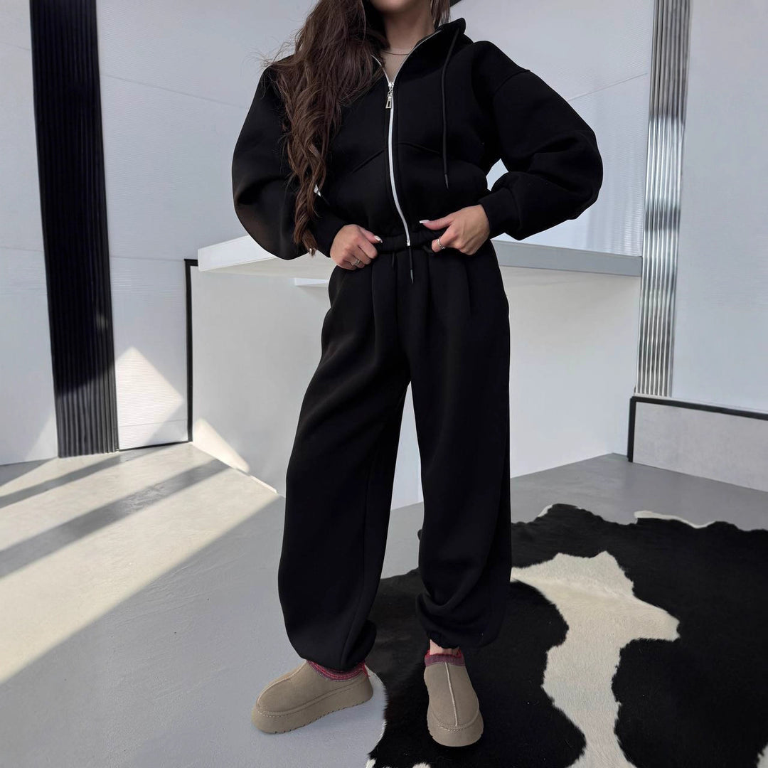 Damen lässiger Kapuzenpullover und Jogginghose Set mit elastischem Bund und praktischen Taschen Drune