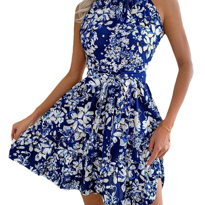 Damen verspieltes Neckholder-Kleid mit floralem Design Drune