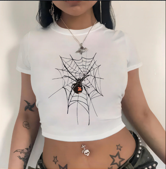 Damen Crop-Top mit innovativem Spinnen-Netz-Design Drune