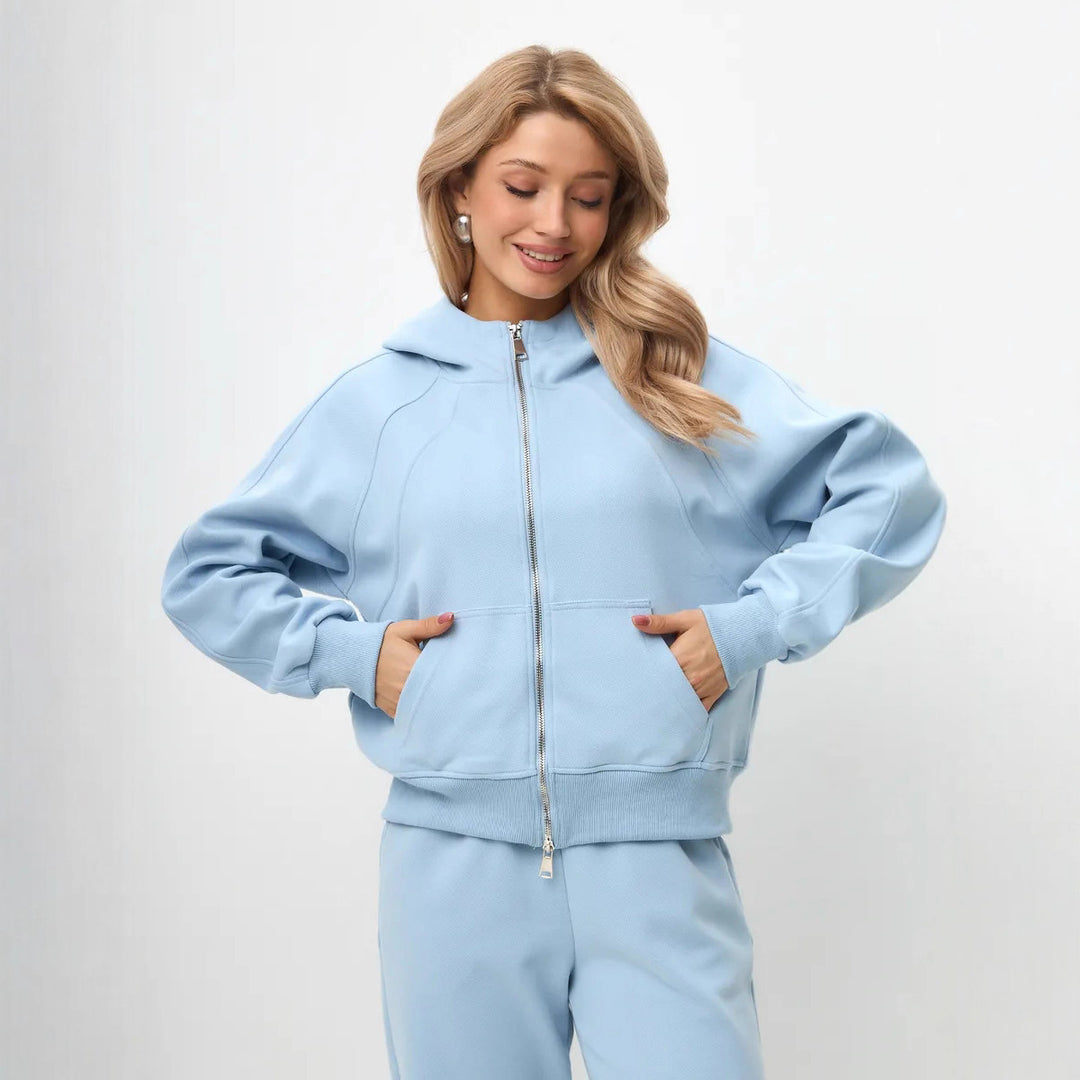 Damen modernes Kapuzen-Set mit weicher Baumwolle Drune