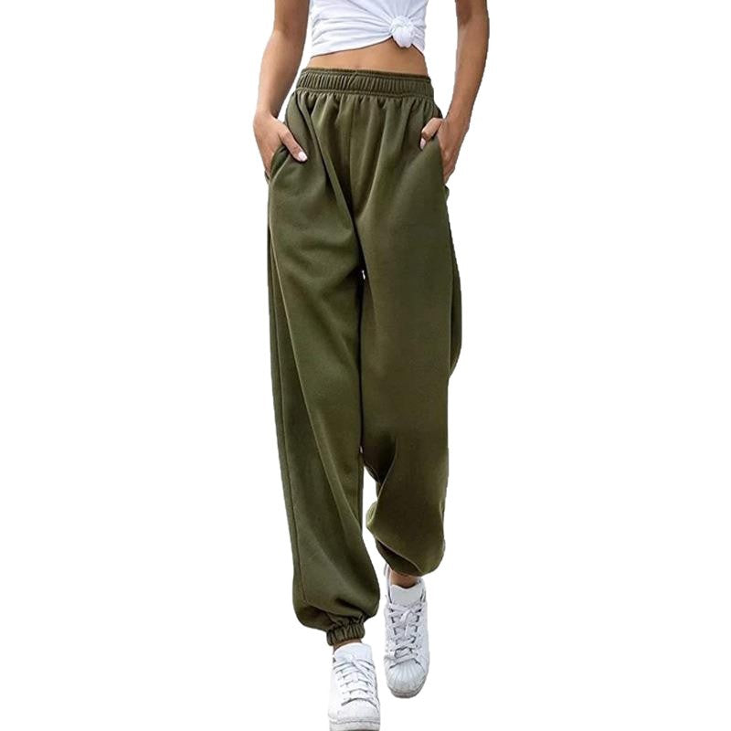 Damen nan Baggy-Sweathose im Retro‑Look mit hohem Komfortbund tiefem Schritt seitlichen Einschubtaschen und elastischen Knöchelbündchen Drune