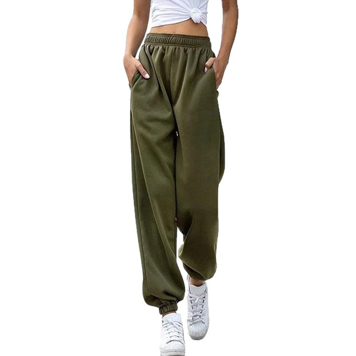Damen nan Baggy-Sweathose im Retro‑Look mit hohem Komfortbund tiefem Schritt seitlichen Einschubtaschen und elastischen Knöchelbündchen Drune