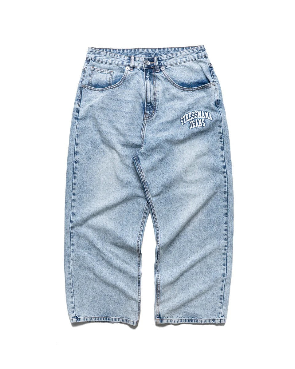 Damen weite Denim-Jeans mit stilvollem Stickdesign Drune
