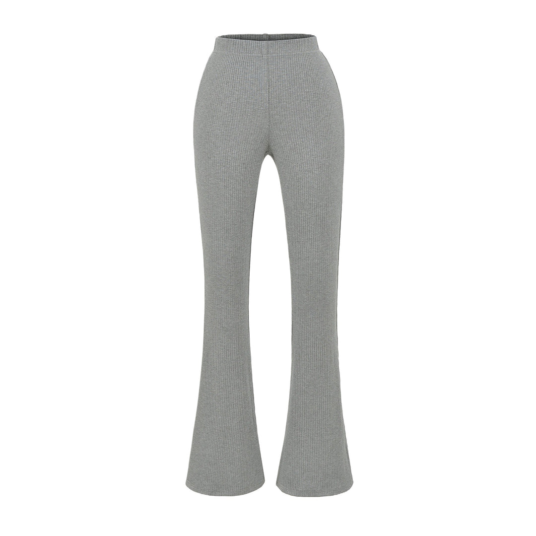 Damen elegante Flared-Hose mit hoch tailliertem Schnitt und feinem Rippdesign Drune