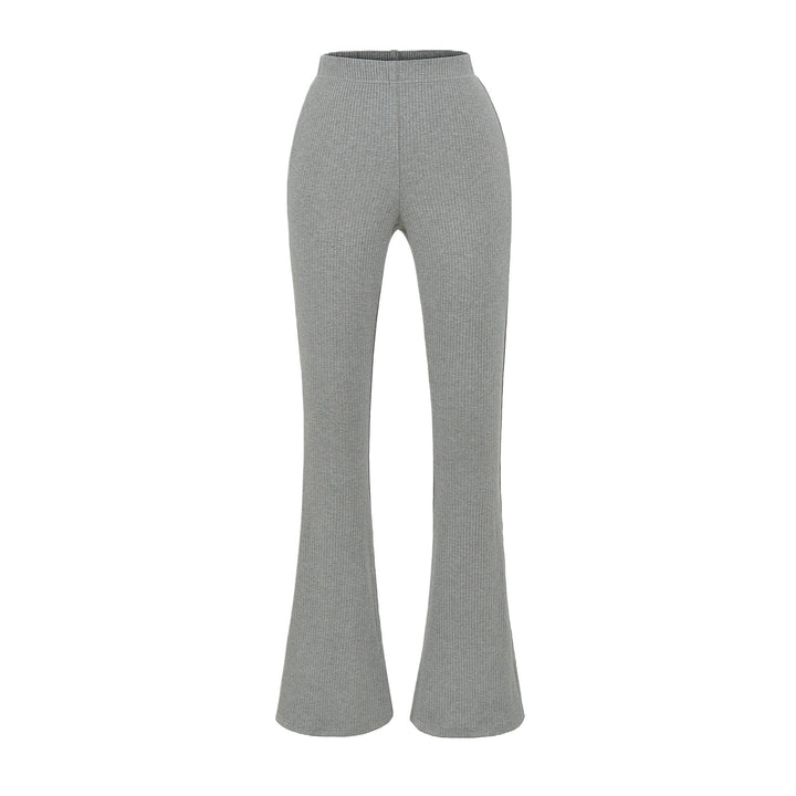 Damen elegante Flared-Hose mit hoch tailliertem Schnitt und feinem Rippdesign Drune