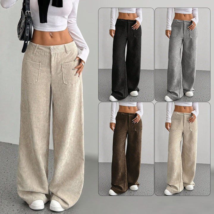 Damen Weite und bequeme Cordhose mit Taschen Drune