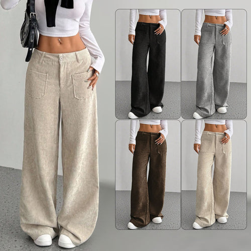 Damen Weite und bequeme Cordhose mit Taschen Drune