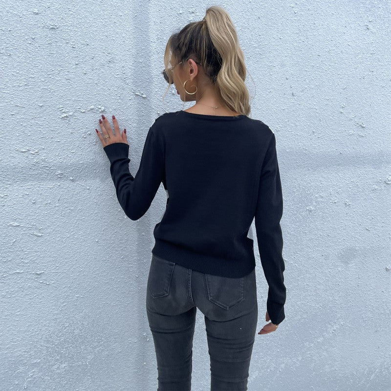 Damen Grafik Strickjacke mit modernem V-Ausschnitt und klassischem Karomuster Drune