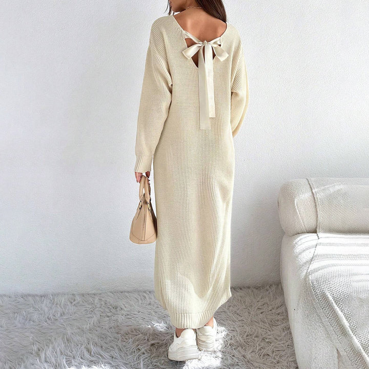 Damen Lässiges Strickkleid mit asymmetrischem Schnitt und schickem Gürtel Drune