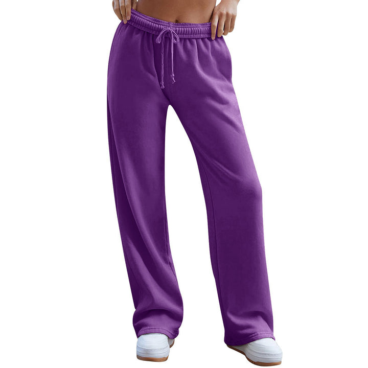 Damen nan weite Komfort-Loungehose mit hochgeschnittener Taille, elastischem Bund und Kordelzug Drune