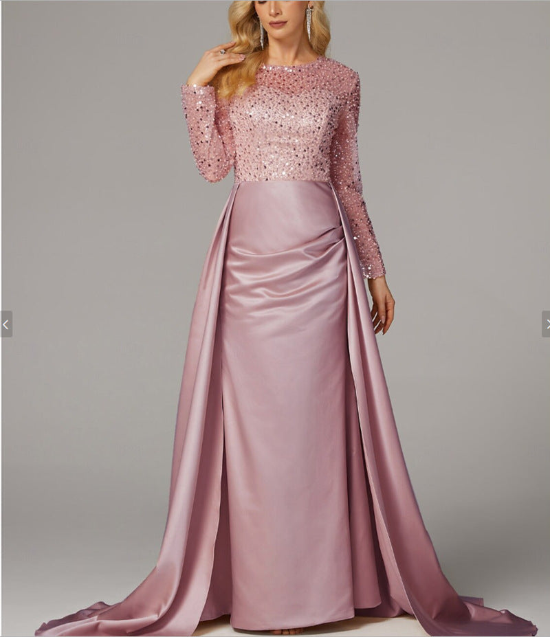 Damen Elegantes Abendkleid mit glitzerndem Oberteil und fließendem Rock Drune