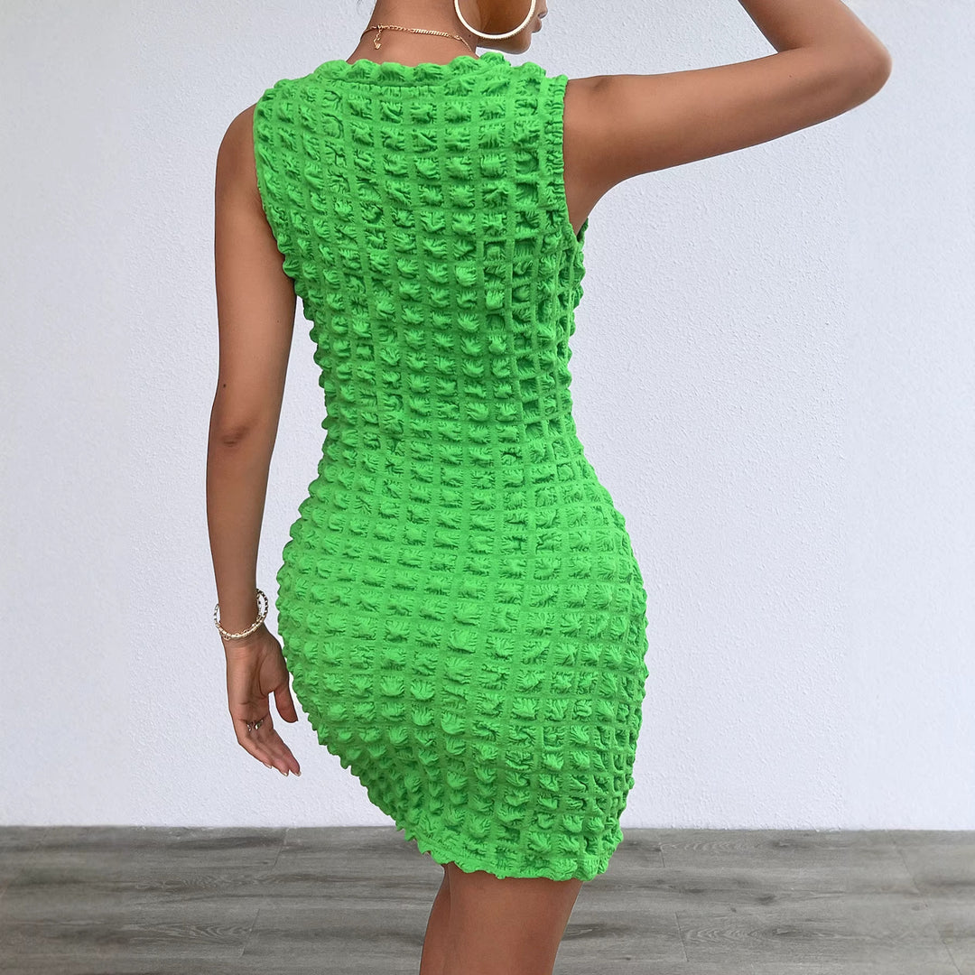 Damen kurzes figurbetontes Kleid mit strukturiertem Material Drune
