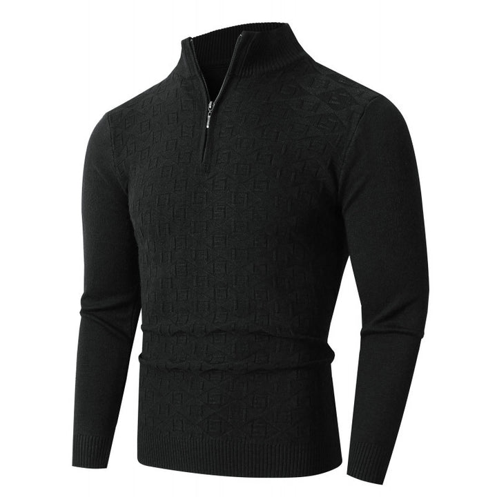 Herren Strickpullover mit modernem Zopfmuster und Halbreißverschluss Drune