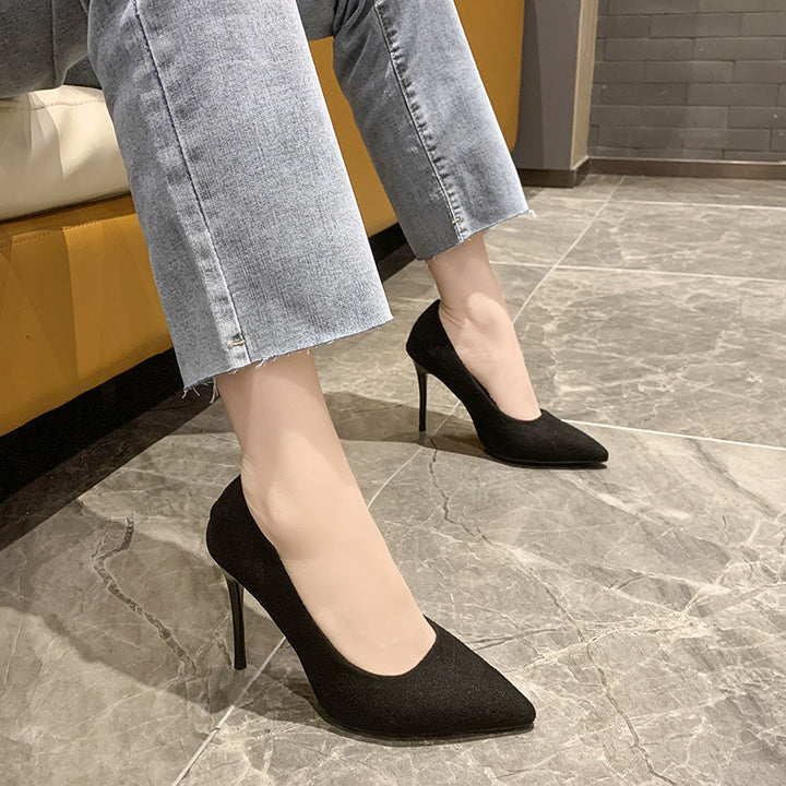 Damen nan spitze Veloursleder-Optik Pumps mit gepolstertem Fußbett und schlankem Stilettoabsatz Drune