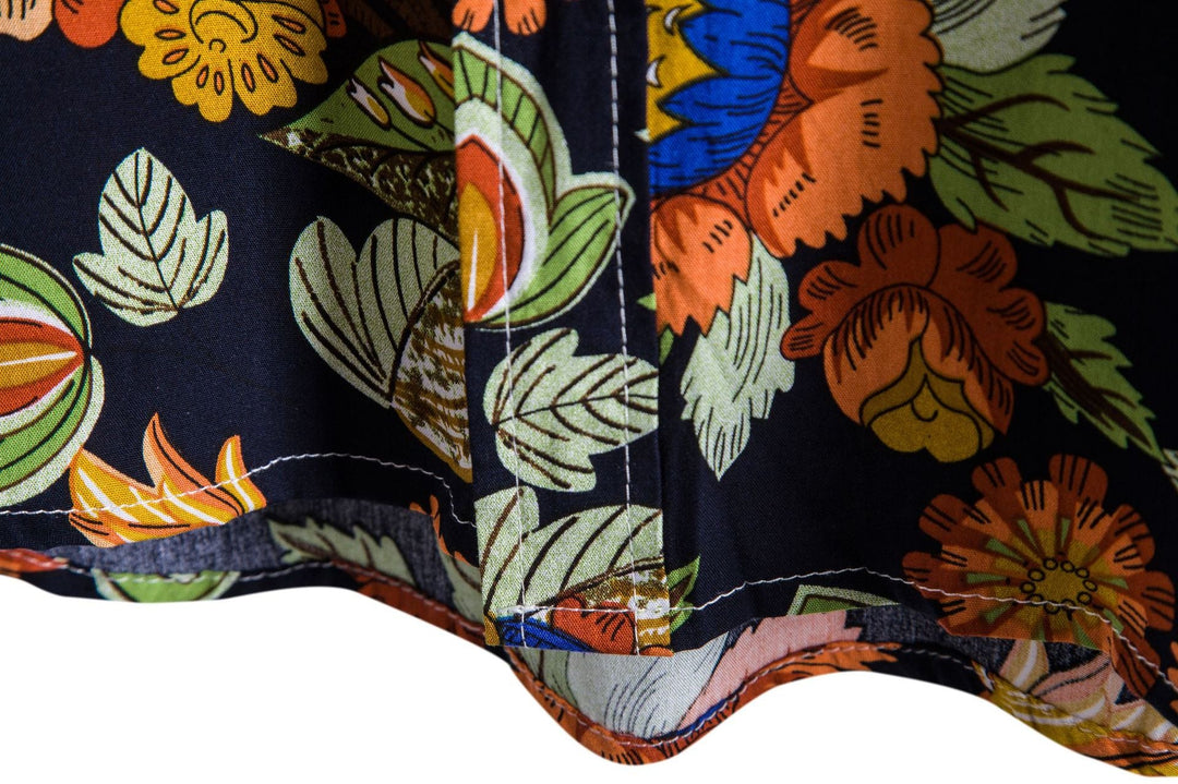 Damen Kurzarmhemd mit leichtem Blumenmuster und lässigem Schnitt Drune