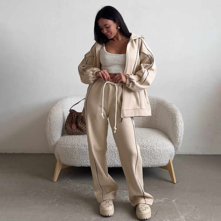Damen lässiger Sportanzug mit Oversized Hoodie und Jogginghose Drune