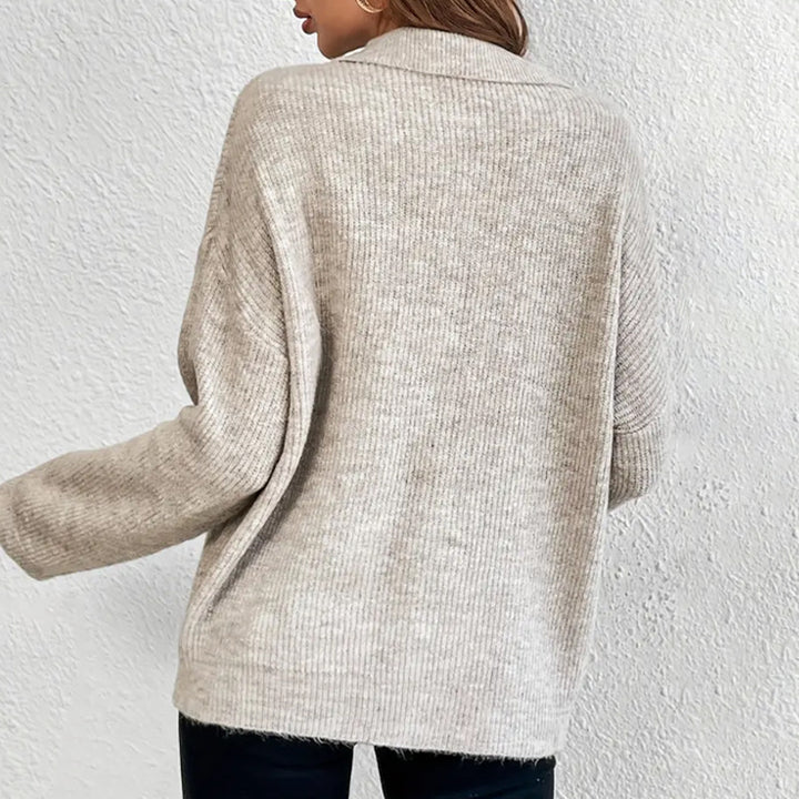 Damen lässiger Pullover mit Kragen Drune