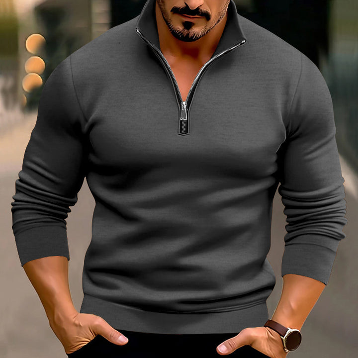 Herren Pullover mit halbem Reißverschluss und modernen Akzenten Drune