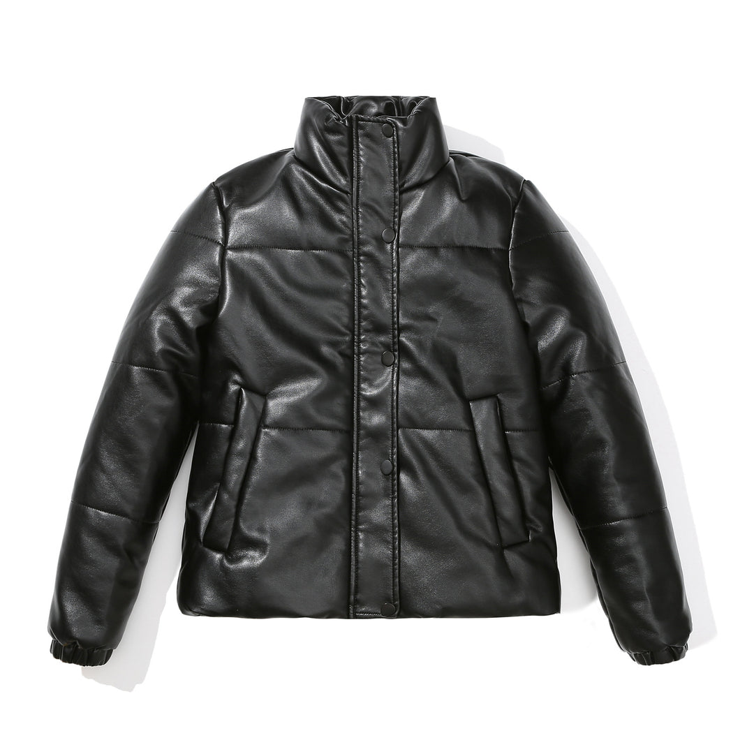 Damenkuschelige Kunstlederjacke mit raffiniertem Steppdesign Drune