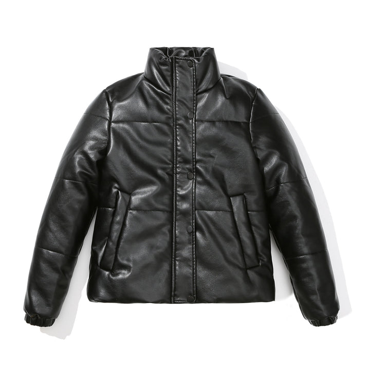 Damenkuschelige Kunstlederjacke mit raffiniertem Steppdesign Drune