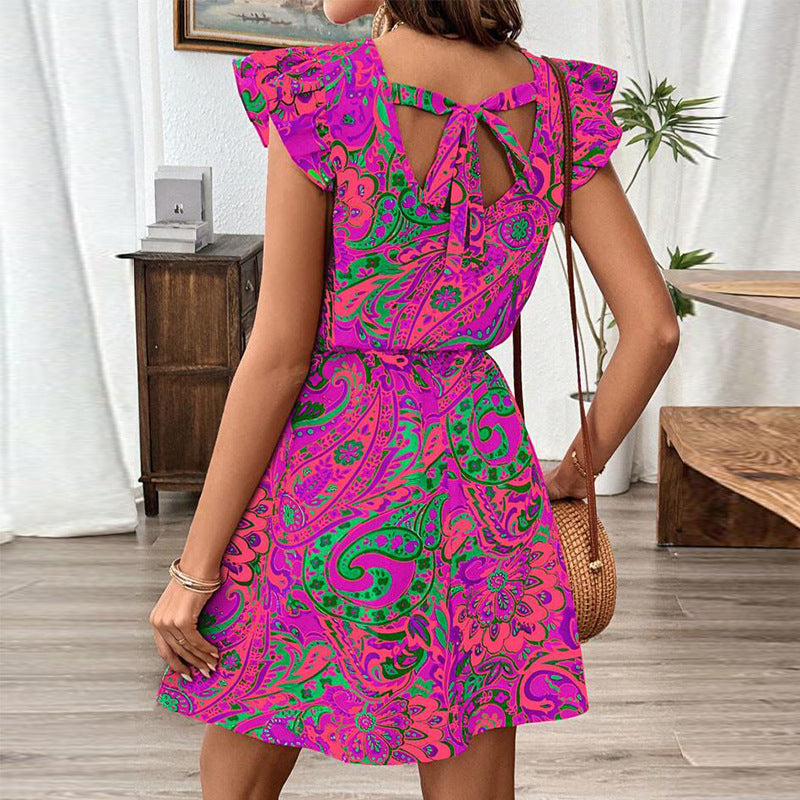 Damen Minikleid mit Rüschendetails und floralen Mustern Drune