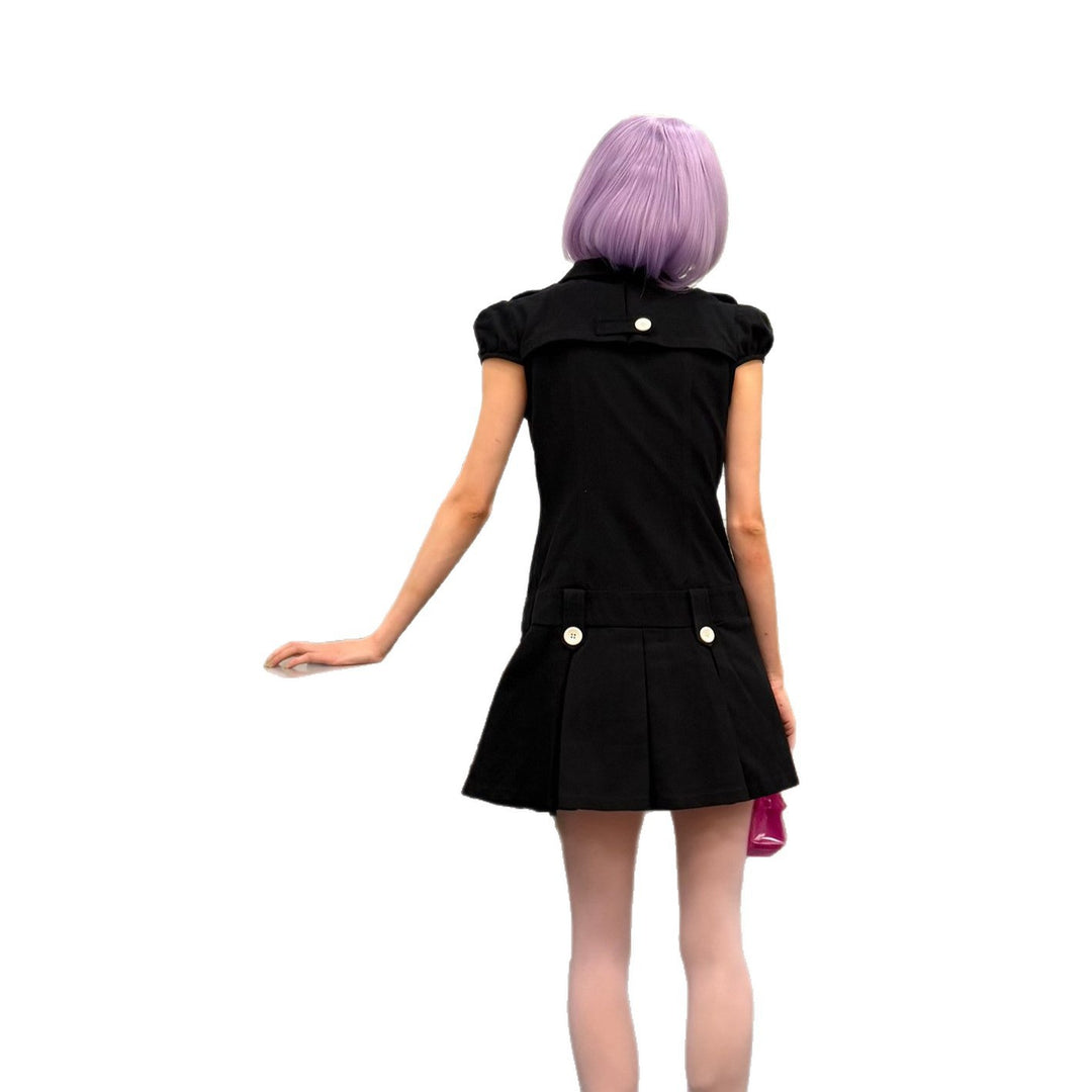 Damen Vintage Kleid mit Knopfdetails Drune