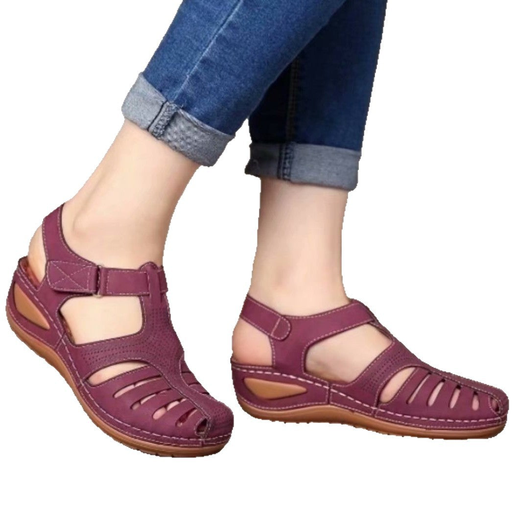 Damen nan geschlossene Slingback-Sandale mit perforiertem Obermaterial, ergonomischem Komfortfußbett und leichtem Keilabsatz Drune