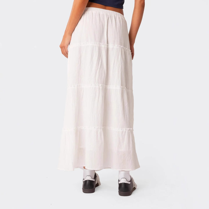 Damen luftiges Crop-Top mit bezauberndem Häkelmuster und schwingendem Saum Drune