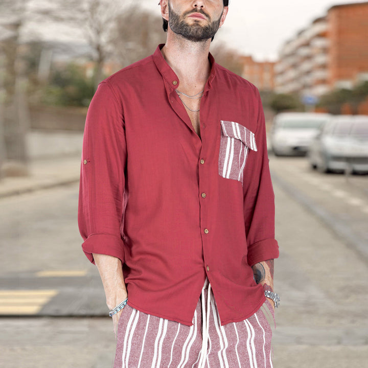 Herren luftige Sommerbluse mit Streifenmuster Drune