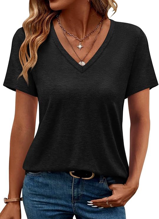 Damen V-Ausschnitt T-Shirt aus weichem Single Jersey Drune