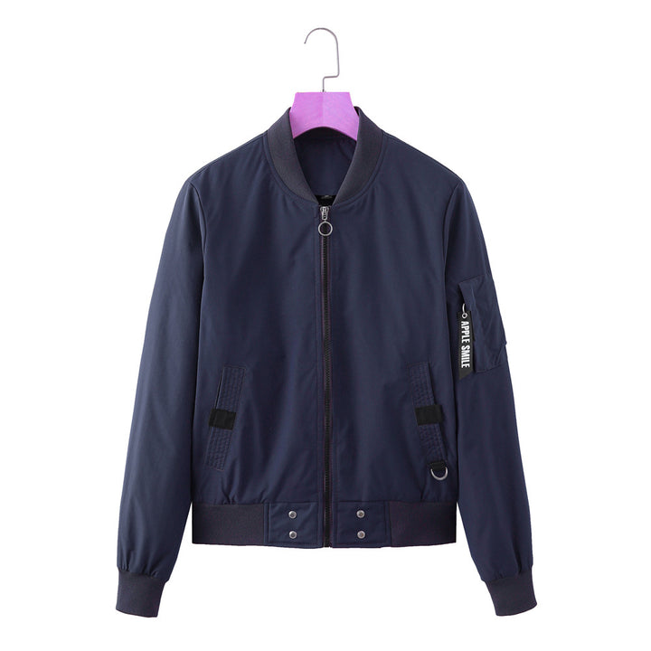 Damen lässige Bomberjacke mit praktischen Taschen und elastischen Bündchen Drune