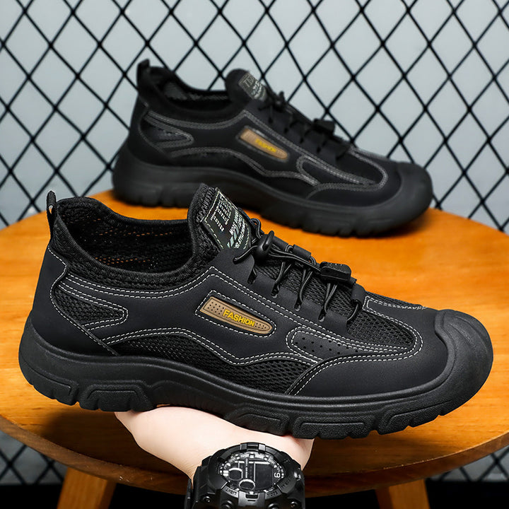 Herren nan robuster Mesh-Trekkingschuh mit verstärkter Gummizehenkappe, Schnellzug-Schnürung und griffiger Profilsohle Drune
