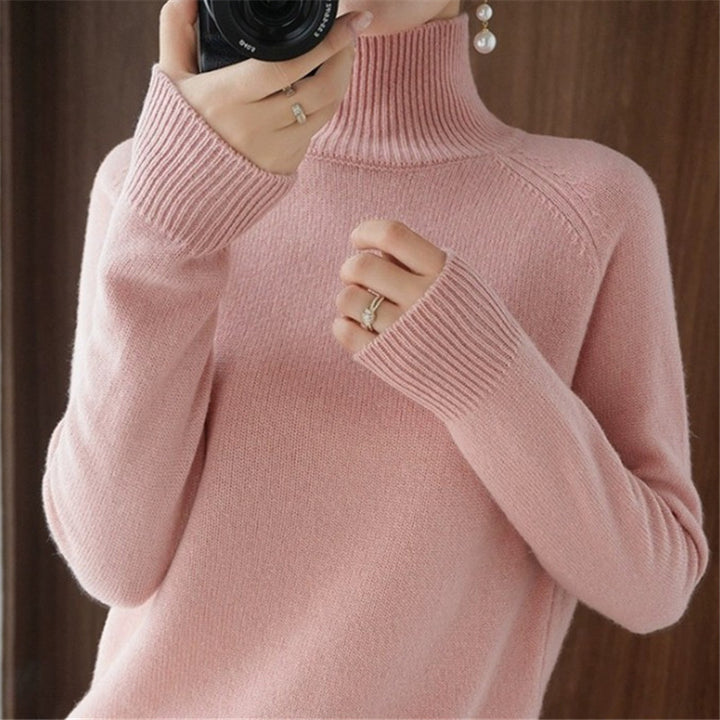 Damen weicher Rollkragenpullover aus feiner Merinowolle Drune