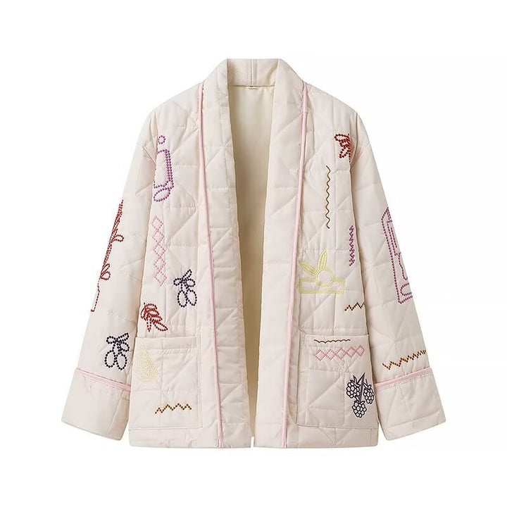 Damen Steppjacke mit kreativem Stickdesign Drune