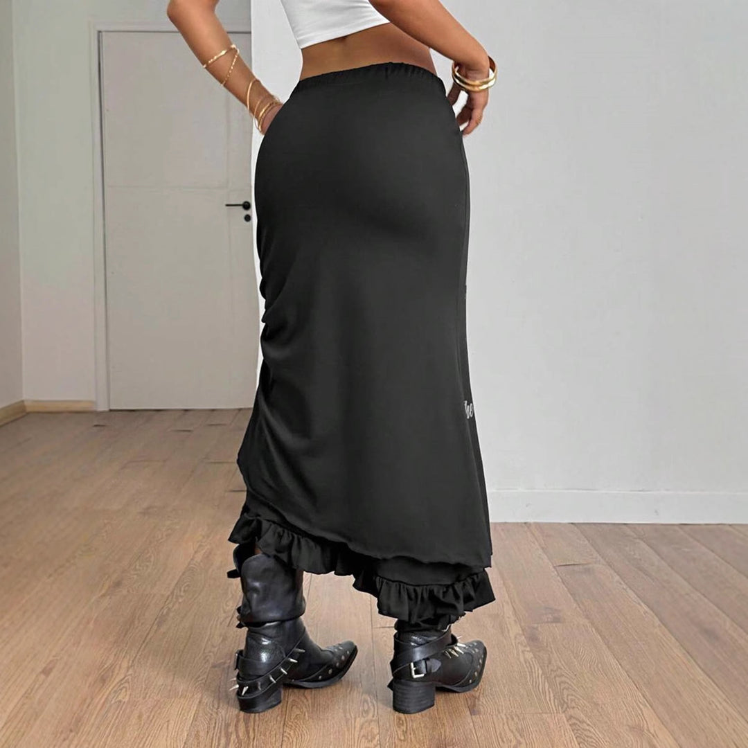 Damen Rock mit fransigem Saum und auffälligem Grafikdruck Drune